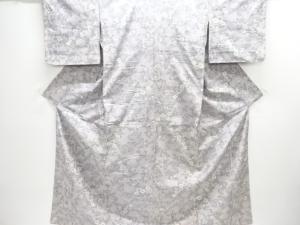 アンティーク　草花模様織出し手織り紬着物